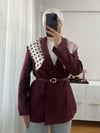 KEMERLİ FULAR DETAYLI BLAZER CEKET | BORDO