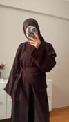 RUS ARABİC ÜÇLÜ ABAYA TAKIM  | ACI KAHVERENGİ