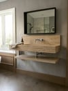 Doğal Traverten Raflı Duvar Tipi Lavabo - AMSK26021
