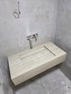 Fildişi Klasik Traverten Porselen Lavabo - AC26015