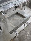 Kül Gri Altın Damarlı Porselen Lavabo - AC26017