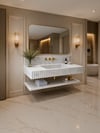 Oluklu Bianco Carrara Raflı Mermer Lavabo - AMSK26023
