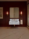 Oluklu Bianco Carrara Raflı Mermer Lavabo - AMSK26024