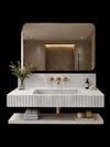 Oluklu Bianco Carrara Raflı Mermer Lavabo - AMSK26023