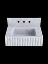 Oluklu Bianco Carrara Raflı Mermer Lavabo - AMSK26024