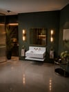 Oluklu Bianco Carrara Raflı Mermer Lavabo - AMSK26024