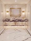 Oluklu Calacatta Viola Raflı Mermer Lavabo - AMSK26027