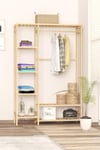 Ahşap Ahşap Ayaklı Askı Elbise Askısı Çok Amaçlı Dolap Gardırop 96*150*30