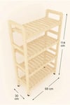 DESİGN 4 Raflı Ahşap Çok Amaçlı Dolap 114x68x30 Cm