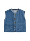 İndigo Mavi Denim Yelek