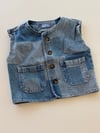 Parçalı Denim Yelek