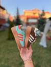 Turkuaz Turuncu Şeritli Çocuk Spor Ayakkabısı