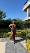 Kahve Saten Uzun Elbsie
