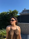 Kahve Saten Uzun Elbsie