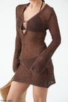Kahve Triko Simli Beachwear