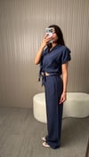 Lacivert Bağlamalı Tencel Takım