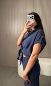 Lacivert Bağlamalı Tencel Takım
