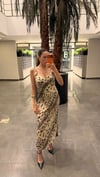LEOPAR DESEN SATEN ELBİSE