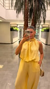 SARI BONCUK DETAYLI BLUZ PANTOLON TAKIM