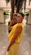 SARI BONCUK DETAYLI BLUZ PANTOLON TAKIM