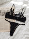 Siyah Dantel Transparan Bralet & String İç Giyim Takımı