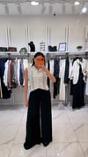 SİYAH SATEN DÖKÜMLÜ PANTOLON