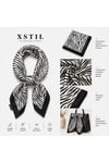 XSTIL Kadın Zebra Desenli Saten Fular Şal Çanta ve Saç Aksesuarı