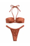XSTIL Swimwear Kiremit Büzgülü Bağlamalı Bikini Takımı
