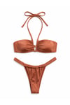 XSTIL Swimwear Kiremit Büzgülü Bağlamalı Bikini Takımı