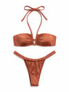 XSTIL Swimwear Kiremit Büzgülü Bağlamalı Bikini Takımı