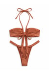 XSTIL Swimwear Kiremit Büzgülü Bağlamalı Bikini Takımı