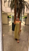 Yeşil Pileli Askılı Elbise