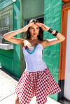 Isabel Kırmızı Beyaz Ekose