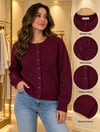 angora bordo düğme detay hırka  standart beden