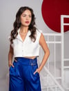 mavi saten pantalon