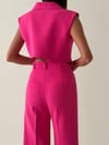 pantalon mini ceket takım koyu pembe