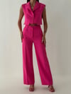 pantalon mini ceket takım koyu pembe