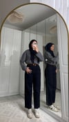 Kemerli Balon Mom Jean - Lacivert