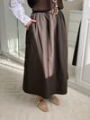 Kemerli Poplin Etek - Kahve