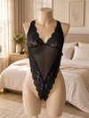 Dantelli Transparan Siyah Bodysuit