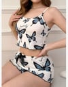 Kadın Kelebek Baskılı Fiyonk Detaylı Şortlu Pijama Takımı