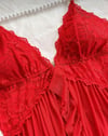 Kırmızı Dantel Detaylı Fırfırlı Babydoll Gecelik Takımı