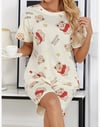 Krem Pamuklu Ayıcık Baskılı Şortlu Pijama Takımı