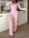 Pembe Dantelli Fiyonk Detaylı Uzun Pamuk Viskon Pijama Takımı