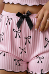 Pembe Fiyonk Desenli Askılı Şortlu Pijama Takımı