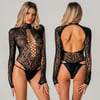 Siyah Dik Yakalı Leopar Motifli Body