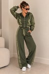 Fermuarlı Yakalı Saten Detaylı & Pantolonlu Takım