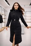 Elegant Kemer Detaylı Kürk Yakalı Şişme Mont
