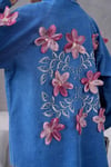Larin İşlemeli Kot Kimono  - Lacivert