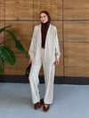Liora İşlemeli Keten Kimono Takım  - Kahve